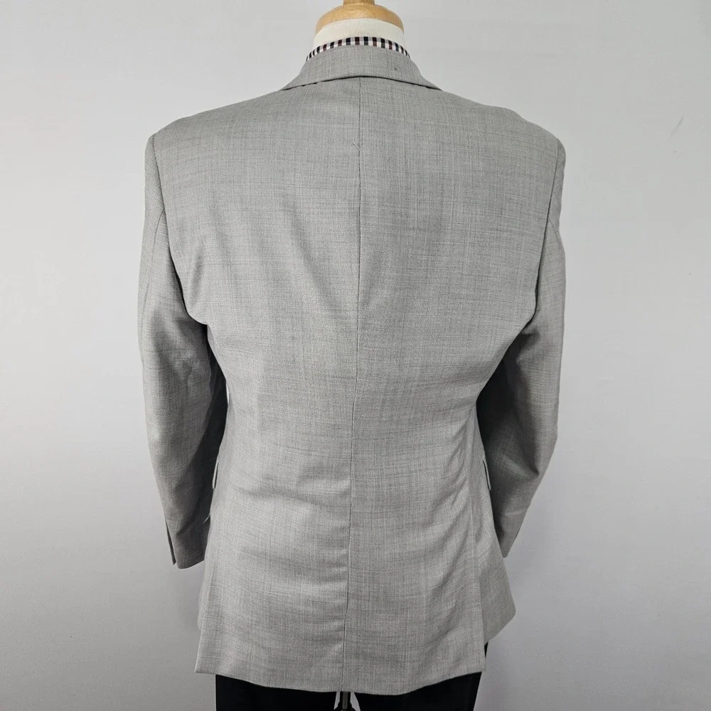 Apt.9 Men's Sport Coat Blazer Two Button Light Gray Shark Skin Wool Modern 40S